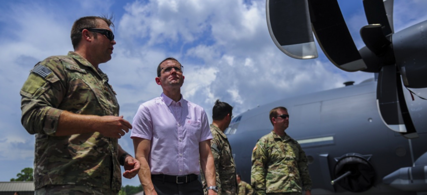Will Roper, then director of strategic capabilities for the office of the Secretary of Defense, visits Hurlburt Field to get a better understanding of Team Hurlburts Air Commandos and their capabilites on July 25, 2017.