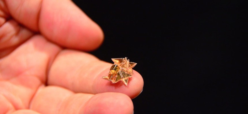 At the 2015 ICRA, researchers from MIT demonstrated an untethered miniature origami robot that self-folds, walks, swims, and degrades