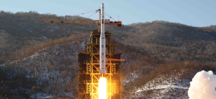 In this Dec. 12, 2012 photo released by Korean Central News Agency, North Korea's Unha-3 rocket lifts off from the Sohae launch pad in Tongchang-ri, North Korea. 
