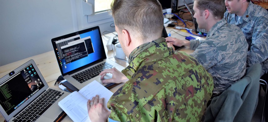 In southern Estonia, Maryland Guard cyber warfare operators from the 175th Wing’s Cyber Operations Group support Exercise Hedgehog on May 7, 2018.