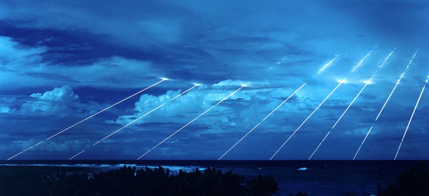 Among the weapons retired by the 2002 SORT agreement was the LGM-118A Peacekeeper missile, seen here being tested at the Kwajalein Atoll in the Marshall Islands.