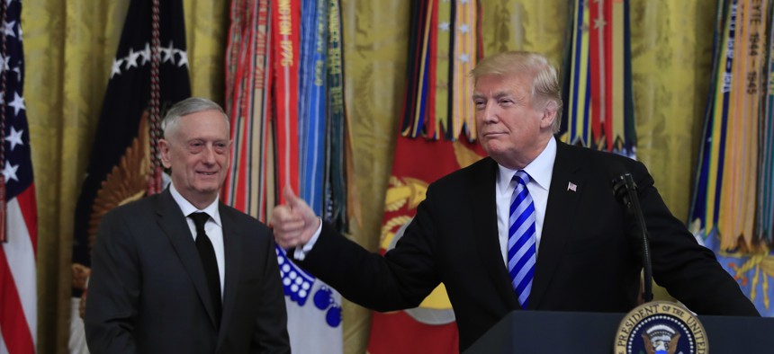 President Donald Trump with Defense Secretary Jim Mattis.