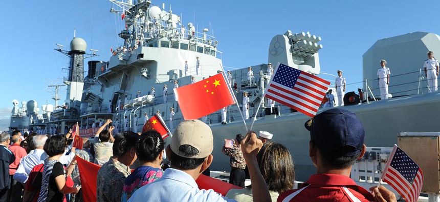 People's Liberation Army-Navy ship Qingdao (DDG 113) arrives in Hawaii for a scheduled port visit in 2014.