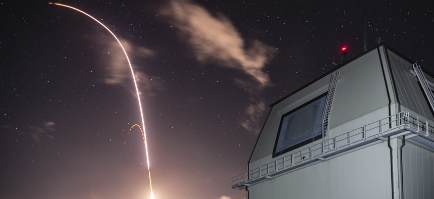 An SM-3 missile interceptor launches in Hawaii.