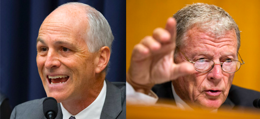 Rep. Adam Smith, D-Wash., left, and Sen. Jim Inhofe, R-Okla., will take control of the House and Senate Armed Services Committees, respectively, in January 2019.