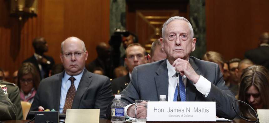 Defense Secretary Jim Mattis testifies to a Senate Appropriations subcommittee hearing on the 2019 budget on May 9, 2018.