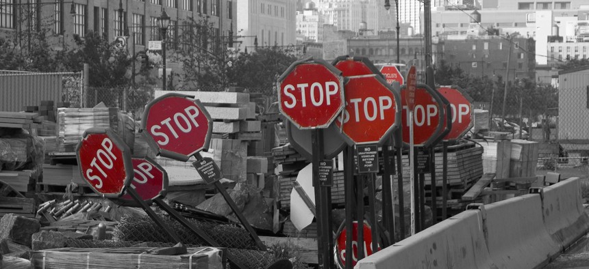 Stop signs, New York City. Or are they?