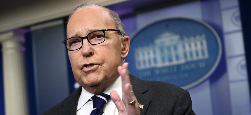 White House National Economic Council Director Larry Kudlow speaks to reporters in the briefing room of the White House in Washington, Tuesday, Jan. 22, 2019.