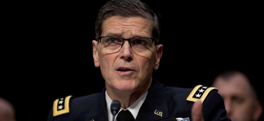 U.S. Central Command Commander Gen. Joseph Votel appears at a Senate Armed Services Committee hearing on Capitol Hill, Tuesday, Feb. 5, 2019, in Washington. 