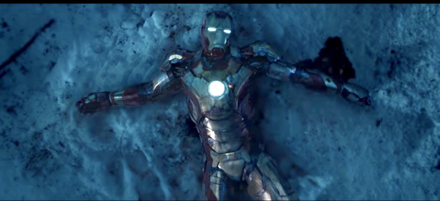 A still from the movie Iron Man 3 from Marvel Entertainment.