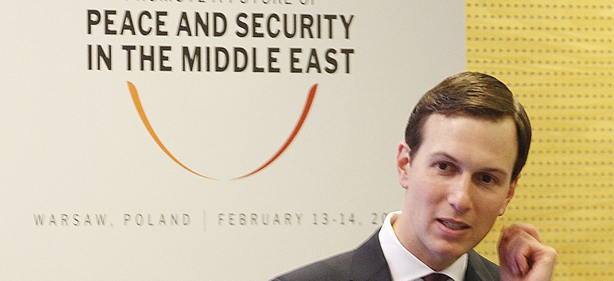 Jared Kushner, President Trump's son-in-law, at a conference on Peace and Security in the Middle East, in Warsaw, Poland, Thurs., Feb. 14, 2019.