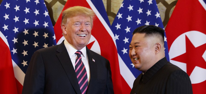 President Donald Trump meets North Korean leader Kim Jong Un, Wednesday, Feb. 27, 2019, in Hanoi.