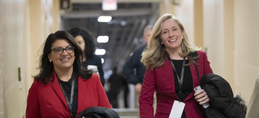 Rep. Rashida Tlaib, D-Mich., left, and Rep.Abigail Spanberger, D-Va., are two new national-security-focused legislators.