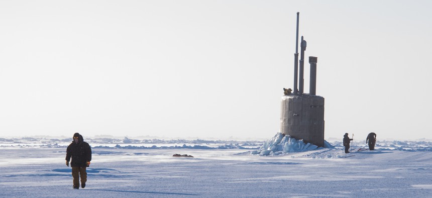 Seawolf-class submarine The Seawolf-class fast-attack submarine USS Connecticut (SSN 22) breaks though the ice in the Beaufort Sea in support of Ice Exercise (ICEX) 2018.