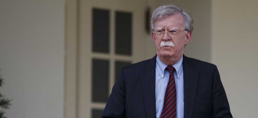 John Bolton, Trump's national security advisor, at the White House on Apr. 30, 2019. Bolton announced via email later that week a US aircraft carrier, ships and bombers would shift toward Iran, sparking fears of conflict.