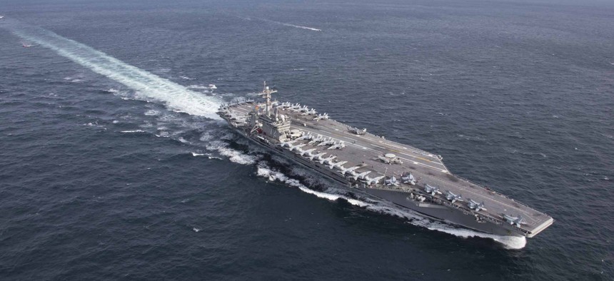 A January photo of the aircraft carrier USS Abraham Lincoln, now in the Persian Gulf.