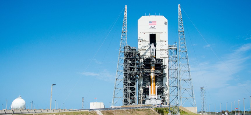 A United Launch Alliance Delta IV rocket at Cape Canaveral Air Force Station.