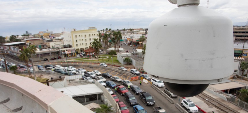 A 2012 photo of a surveillance camera that looks at the traffic coming into the Calexico Port of Entry.