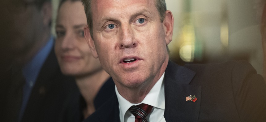 Acting Secretary of Defense Patrick Shanahan meets with Portuguese Minister of National Defense Joao Cravinho, at the Pentagon, Friday, June 14, 2019.