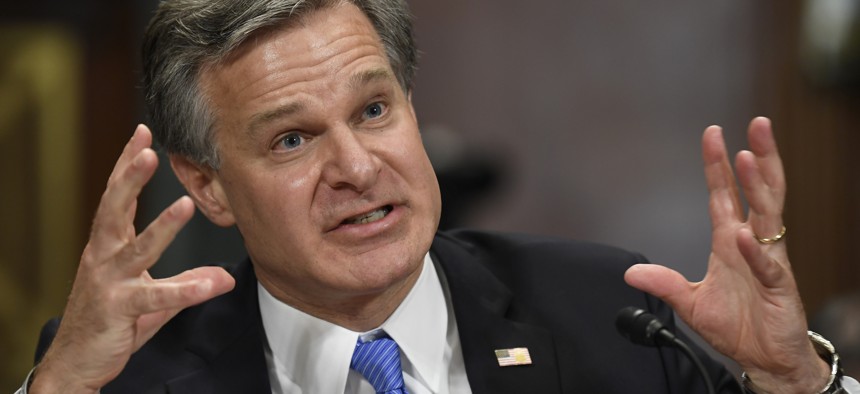 FBI Director Christopher Wray testifies before the Senate Judiciary Committee on Capitol Hill in Washington, Tuesday, July 23, 2019.FBI Director Christopher Wray testifies before the Senate Judiciary Committee on Capitol Hill in Washington, Tuesday, July 