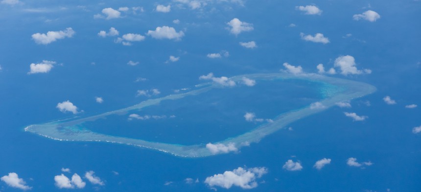 Aerial view of the The Spratly Islands, one of the major archipelagos in the South China Sea