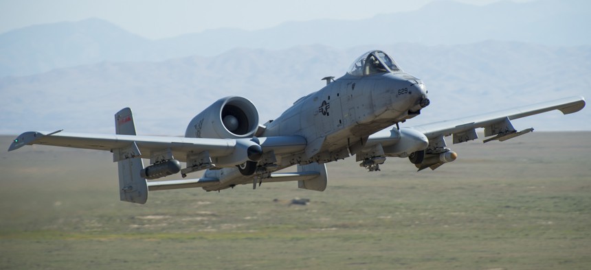 An A-10 Thunderbolt II, from the 190th Fighter Squadron trains with targets, Orchard Combat Training Center, Boise, Idaho Aug. 19, 2019.