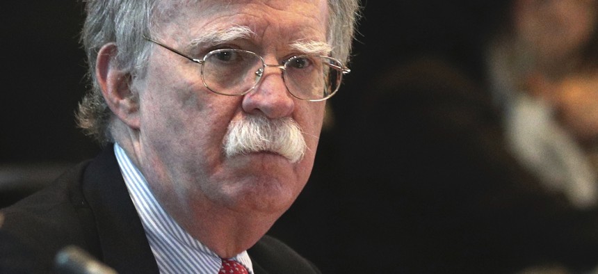 U.S. National security adviser John Bolton, attends a conference of more than 50 nations that largely support Venezuelan opposition leader Juan Guaido in Lima, Peru, Tuesday, Aug. 6, 2019.