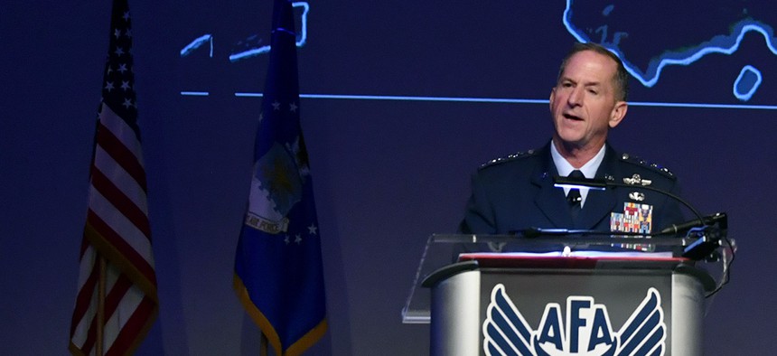Gen. David Goldfein, the U.S. Air Force chief of staff, speaks at the Air Force Association's Air, Space, Cyber conference.