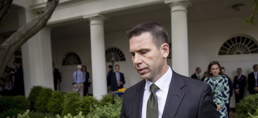 Acting Homeland Security Secretary Kevin McAleenan arrives for an immigration speech by President Donald Trump in the Rose Garden at the White House, Thursday, May 16, 2019.