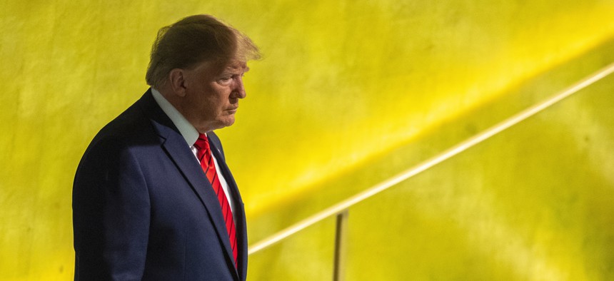 U.S. President Donald Trump arrives to address the 74th session of the United Nations General Assembly at U.N. headquarters Tuesday, Sept. 24, 2019. 