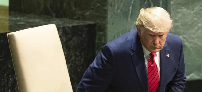 U.S. President Donald Trump arrives to address the 74th session of the United Nations General Assembly at U.N. headquarters Tuesday, Sept. 24, 2019.
