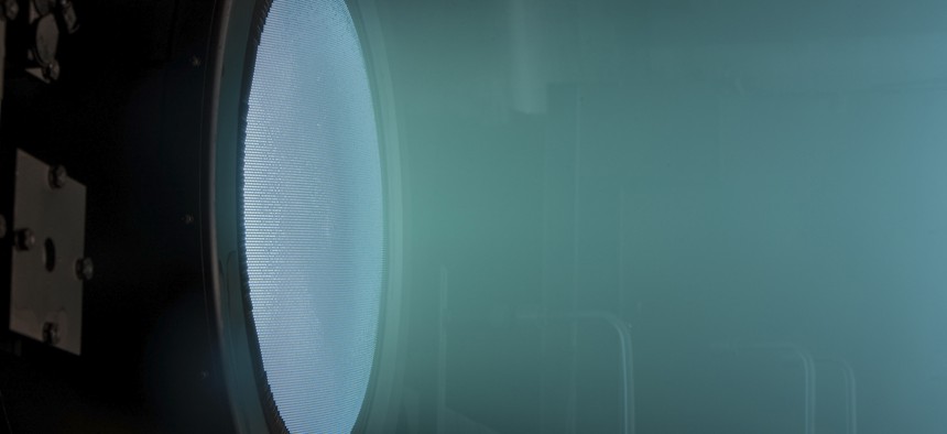 NASA's Evolutionary Xenon Thruster (NEXT) - 7 kilowatt ion thruster, tested for more than 48,000 hours of operation in vacuum chamber.
