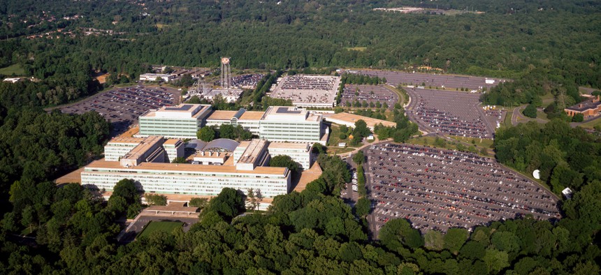 Aerial view of the Central Intelligence Agency headquarters, Langley, Virginia