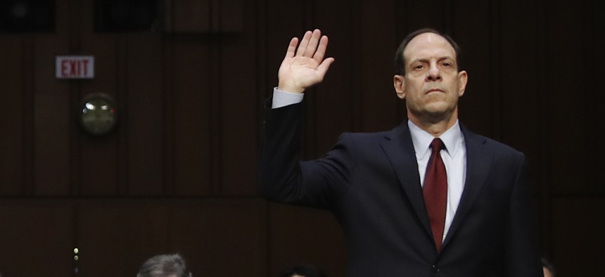 Glenn Fine, Acting Inspector General, U.S. Department Of Defense, is sworn in to testify during a Senate Judiciary Committee hearing on Capitol Hill in Washington in December 2017.