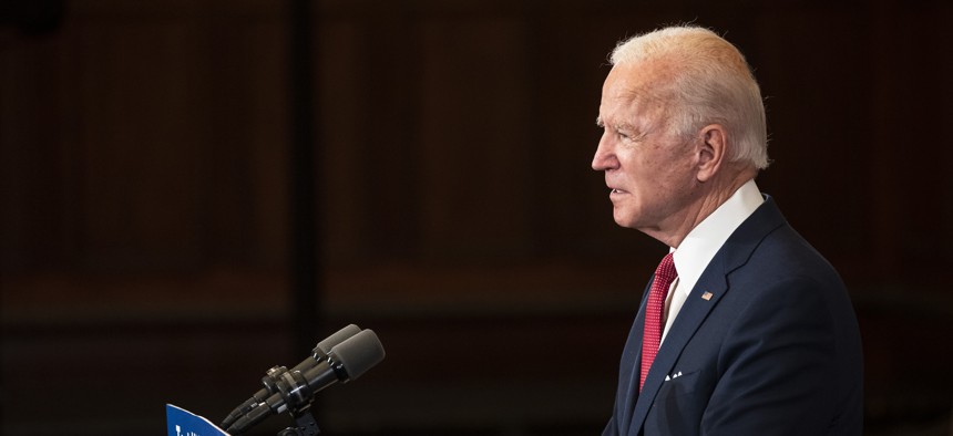 Democratic presidential candidate, former Vice President Joe Biden speaks in Philadelphia during nationwide civil unrest, Tuesday, June 2, 2020.