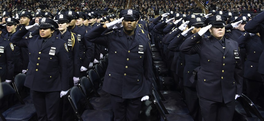 2015 graduation of new New York City Police officers at Madison Square Garden.
