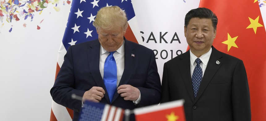 President Donald Trump and Chinese President Xi meet on the sidelines of the G-20 summit in Osaka, Japan, Saturday, June 29, 2019. 