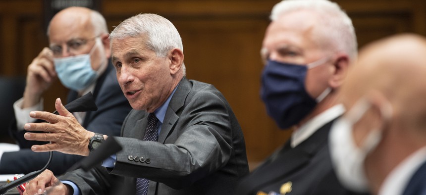 Dr. Anthony Fauci, Director of the National Institute of Allergy and Infectious Diseases testifies before the House in Washington on Tuesday, June 23, 2020.