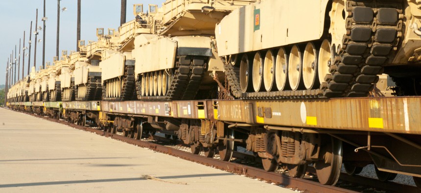 The 1st Battalion, 12th Cavalry Regiment, 3rd Brigade Combat Team, 1st Cavalry Division, received 29 M1A2 Abrams tanks, Sept. 26, 2014, at Fort Hood, Texas.