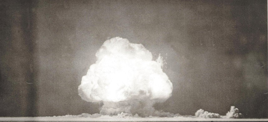 The world's first nuclear explosion on July 16, 1945, in New Mexico.