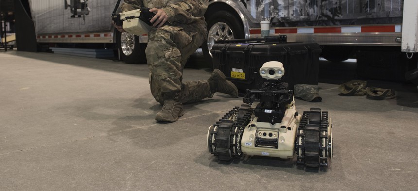 EOD from Mountain Home Air FORce Base visit the Ford Center in Idaho during the Robot Convention March 29, 2019.