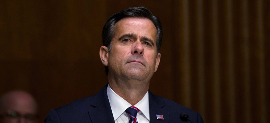 Then-Rep. John Ratcliffe, now Director of National Intelligence, testifies during his Senate confirmation hearing in May 2020.