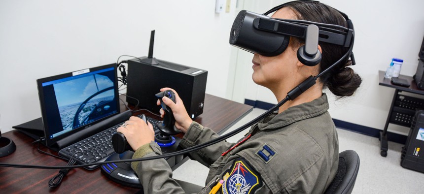 A trainee using the The Joint Immersive Training System  prototype. 
