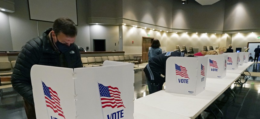 Voting booths in Mississippi on Nov. 3, 2020.