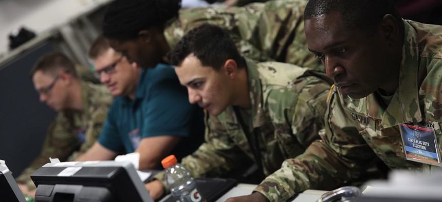 U.S. service members and civilians, as well as partner nation military personnel, participated in the Cyber Flag 19-1 exercise, June 21-28, 2019, in Suffolk, Virginia. 