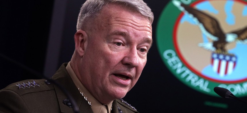 Gen. Kenneth McKenzie, commander of U.S. Central Command, participates in a press briefing October 30, 2019 at the Pentagon.