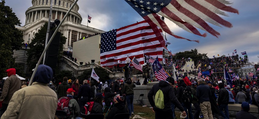 Pro-Trump protesters gather in front of the U.S. Capitol Building on January 6, 2021, in Washington, D.C.
