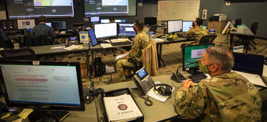 A Joint All-Domain Command & Control System demonstration at Joint Base Langley-Eustis, Va., in February 2021. 