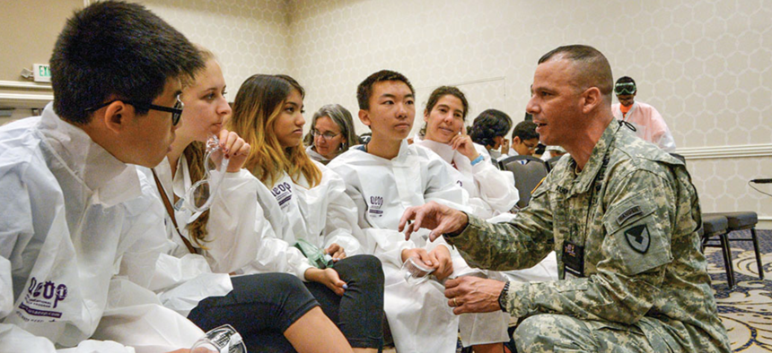 Sgt. Maj. Kenneth Agueda during an educational event in 2015.