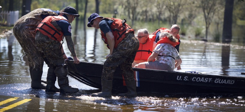Coast Guard’s Gulf Strike Team run rescue operations after Tropical Storm Florence in 2018.